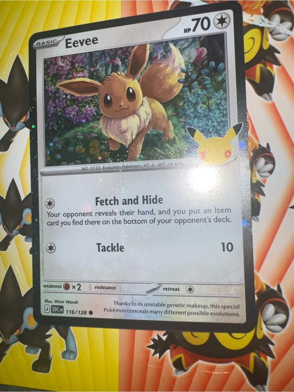 Pokemon Eevee Holographic Card - Brown, Yellow, Green, Purple